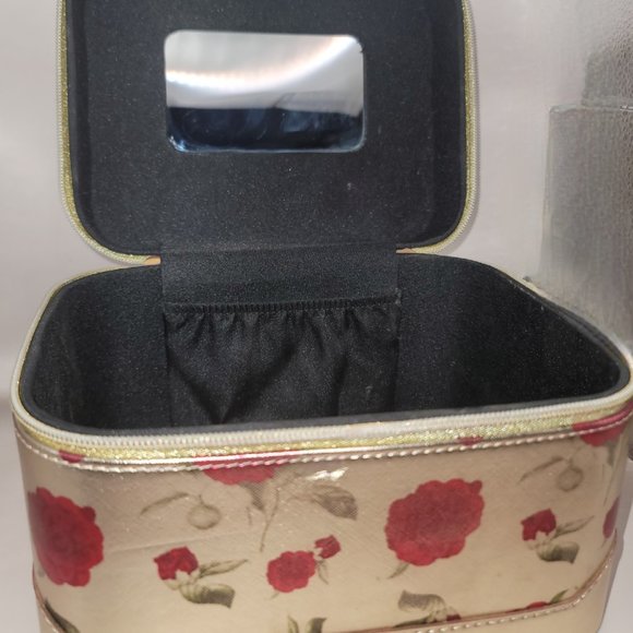 GOLD ROSES COLORED Cosmetics TRAVELING TRAIN CASE - Picture 3 of 11